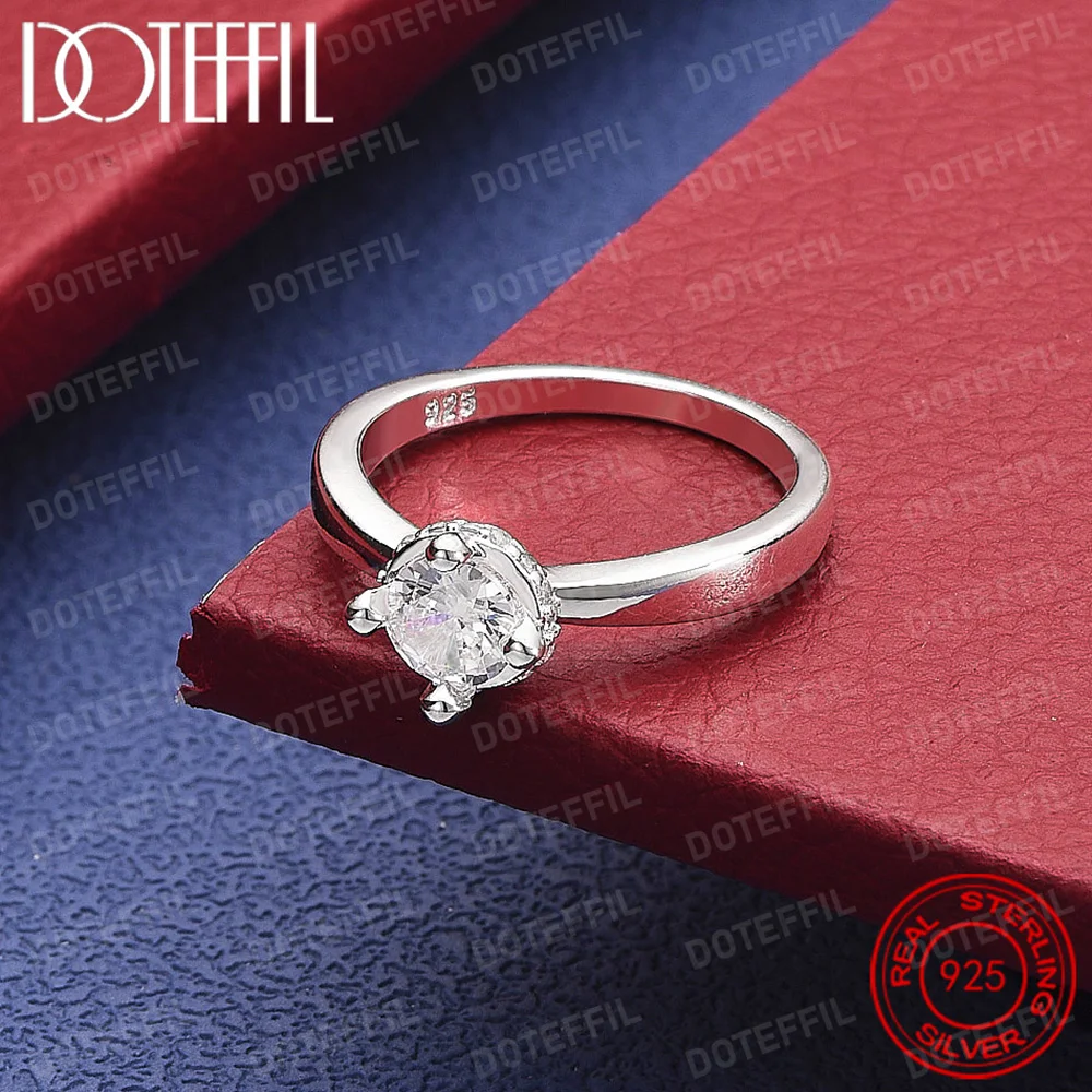 

925 Sterling Silver Four Claws AAA Zircon Ring For Woman Fashion Wedding Engagement Party Gift Charm Jewelry