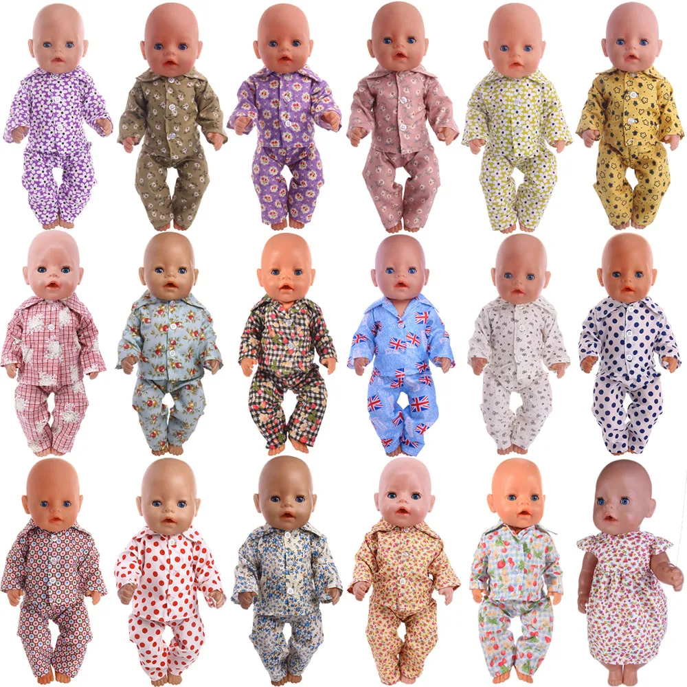 Doll Pajamas 15 Styles Pattern Clothes For 18 Inch American&43 Cm Born Baby Our Generation Christmas Birthday Girl's Toy Gift