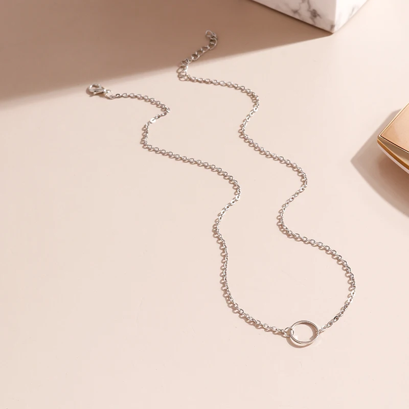 Aihua Mode Mädchen Schlüsselbein Kette Hohl Runde Kreis Halsketten für Frauen Einfache Prägnante OL Halsketten Geburtstag Schmuck Geschenke – Detail 9