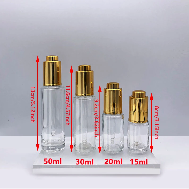 15/20/30/50 مللي زجاجة قطارة زجاجية قابلة لإعادة الملء الزيوت الأساسية العطور زجاجات مستحضرات التجميل الفارغة غطاء نوع الضغط