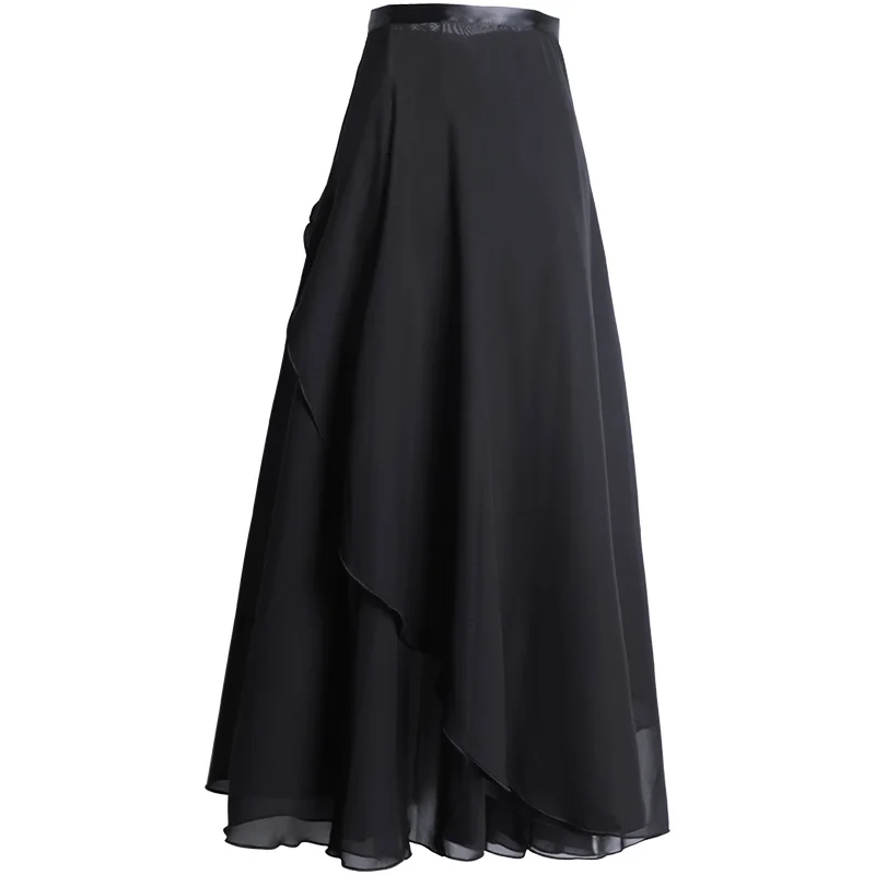 Ballet Skirts Women Long Chiffon Wrap Dance Skirt Fairy Chiffon Long Ballet Tutu Dress Dance Costumes Tie Up Skirt Adult