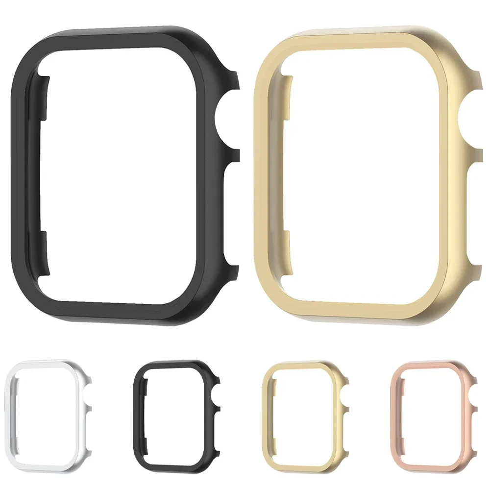 Metallgehäuse für Apple Watch Serie 10, 9, 8, 7, 41 mm, 45 mm, Aluminiumlegierung, Stoßstangengehäuse für iWatch SE 40 mm, 44 mm, Rahmen-Schutzhülle