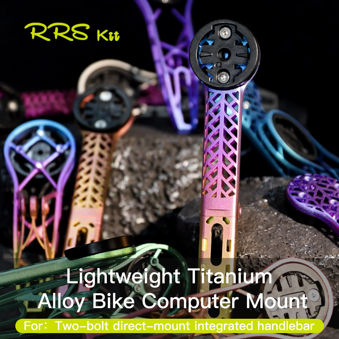 

Rrskit Bicycle Computer Extended Bracket Titanium Alloy 3D Printed Colorful For Garmin Universal Base With Gopro Lamp Holder