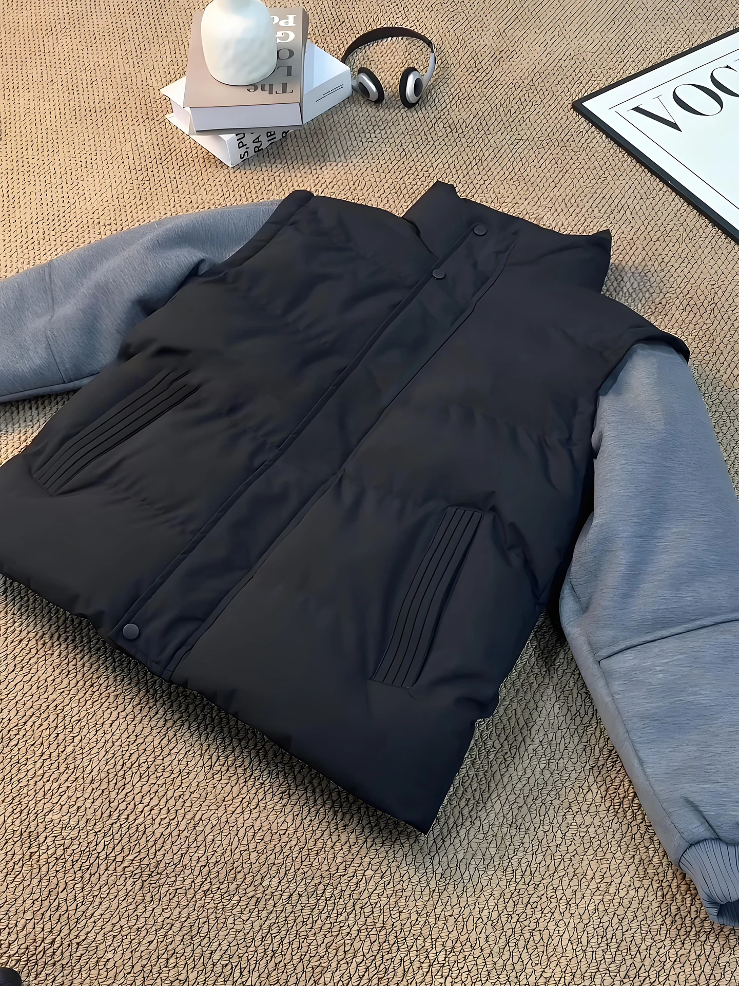 

Men's ort down Jaet Thiened Cotton Coat Hooded Removable Vest American Sle Winter Coat Youth ular Outerwear