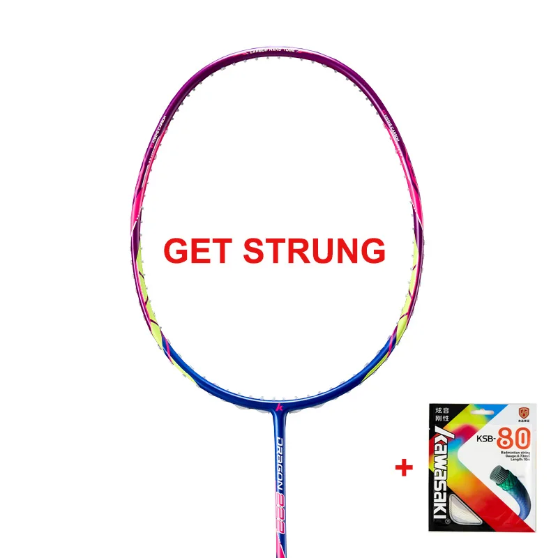 Kawasaki 5U Badminton Racket Dragon 222 Professionele Flexibele Racket 24T Alle Koolstofvezel Badminton
