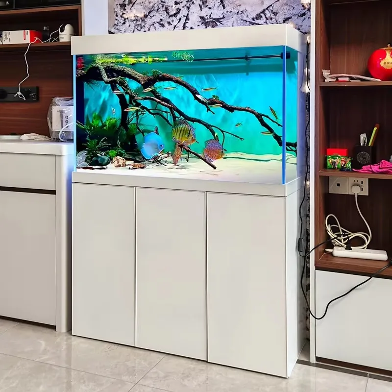 Durable Energy Saving Transparent Rectangle White Glass Fish Tank Aquarium Bottom Filter System