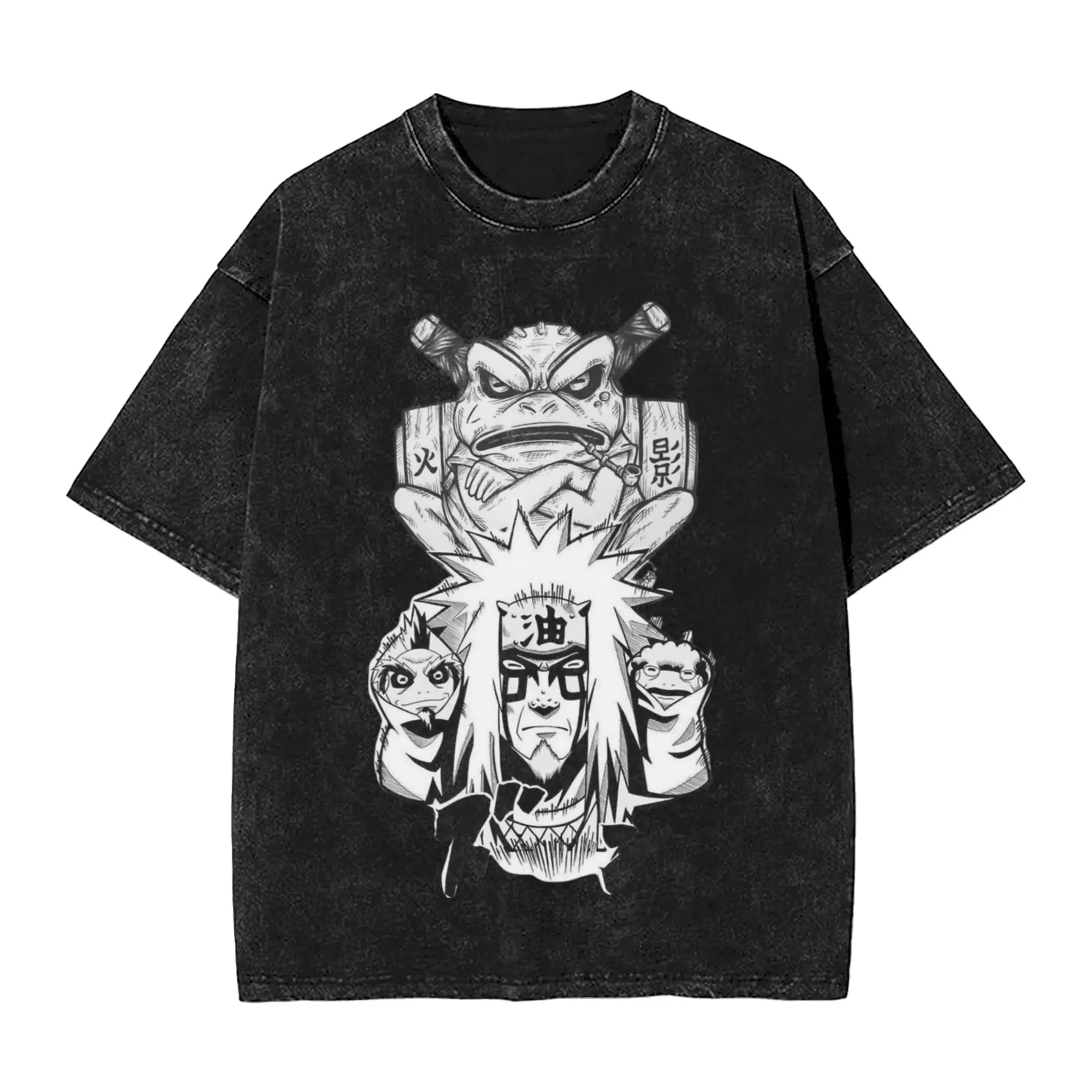 the ninja master Narutoes Anime T Shirt Hip Hop Washed Cotton Oversize T-Shirts Men Women Tops Streetwear Printed Tee Shirt