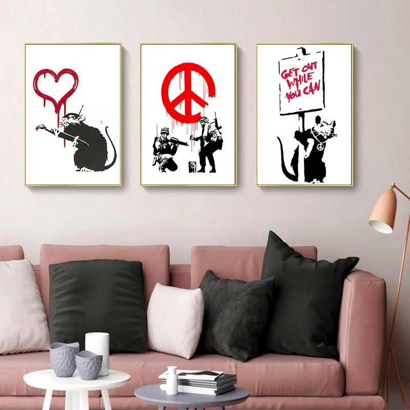 

Banksy Graffiti Art Canvas Painting Girl With Red Balloon Modern Abstract Wall Art Pictures for Living Room Home Decor Cuadros