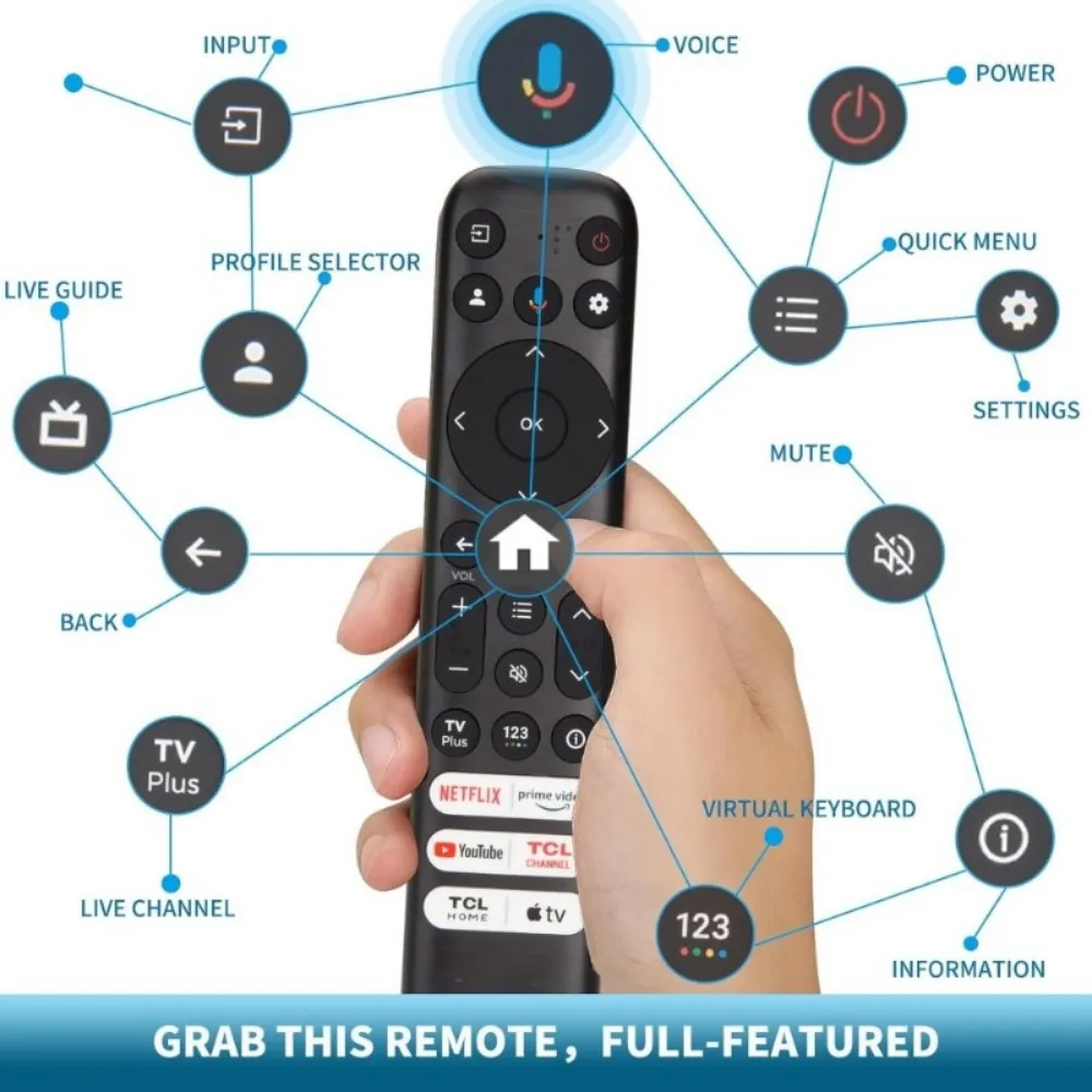 RC813 Voice Remote Control for TCL Google TV QM8/QM7/S5/S4/S3/Q7/Q6/Q5 UHD HDR LED QLED QD-Mini LED Smart TVs(Not for Fire&Roku) - Image 6
