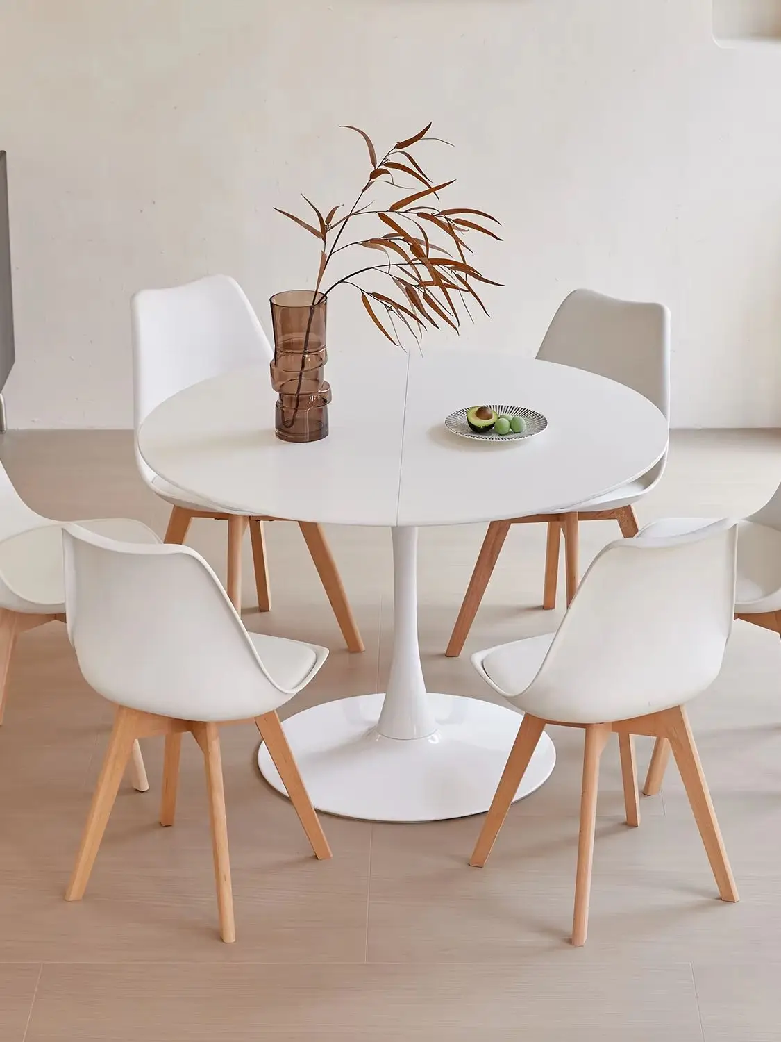 Set aus 4 / 6 Nordischen Esszimmerstühlen Bürostühle mit PU-Gepolstertem Sitz Buchenholzbeine Schreibtischstühle für Esszimmer Schlafzimmer Restaurant