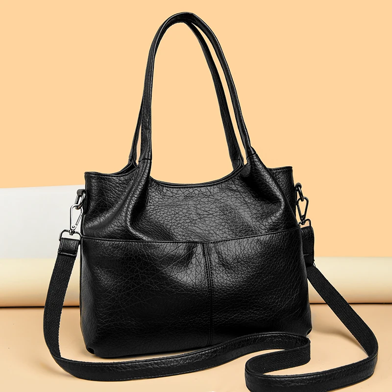 

Винтажная сумка через плечо большой вместимости для женщин, сумка-портфель из искусственной кожи, сумка-тоут, женская сумка через плечо, модная повседневная сумка в стиле ретро