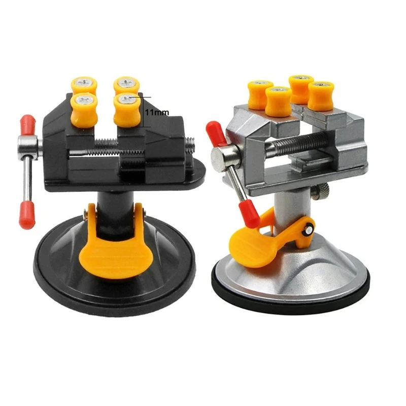 Mini Adjustable Fixed Electric Small Table Bench Vise 360 ° Rotatable Grinder Rotary Hand Drill Suction Cup Fixed Frame