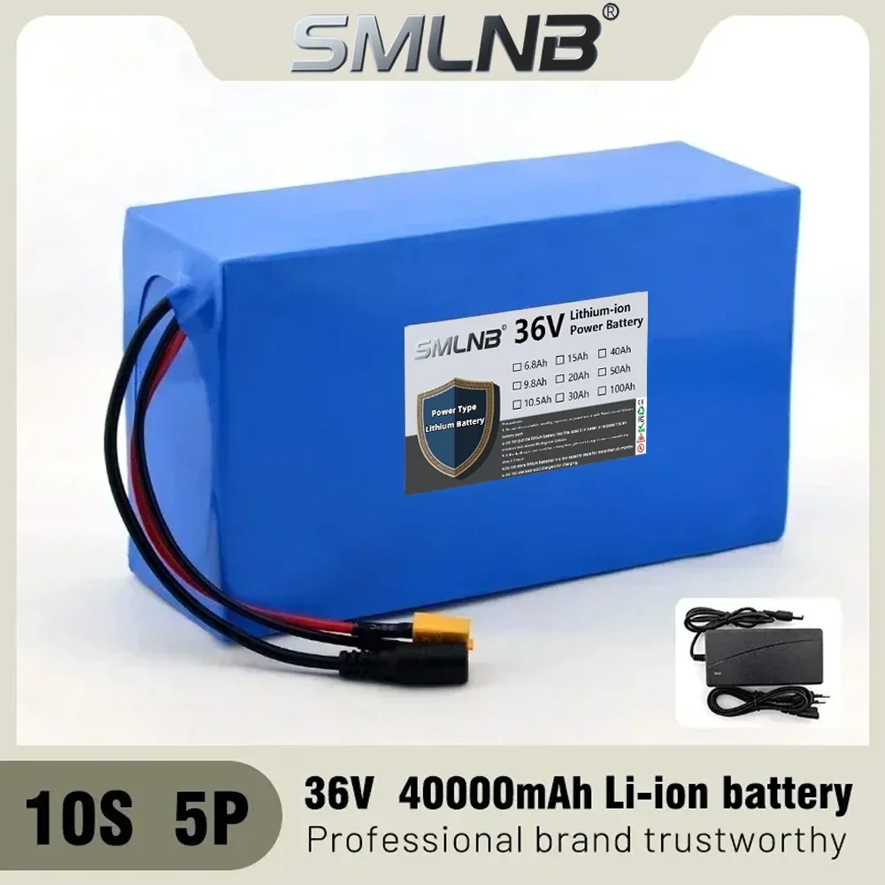 

2026 10s5p 36v 40ah 18650 high-power rechargeable lithium battery DC + charger, used for electric motorcycles,bicycles