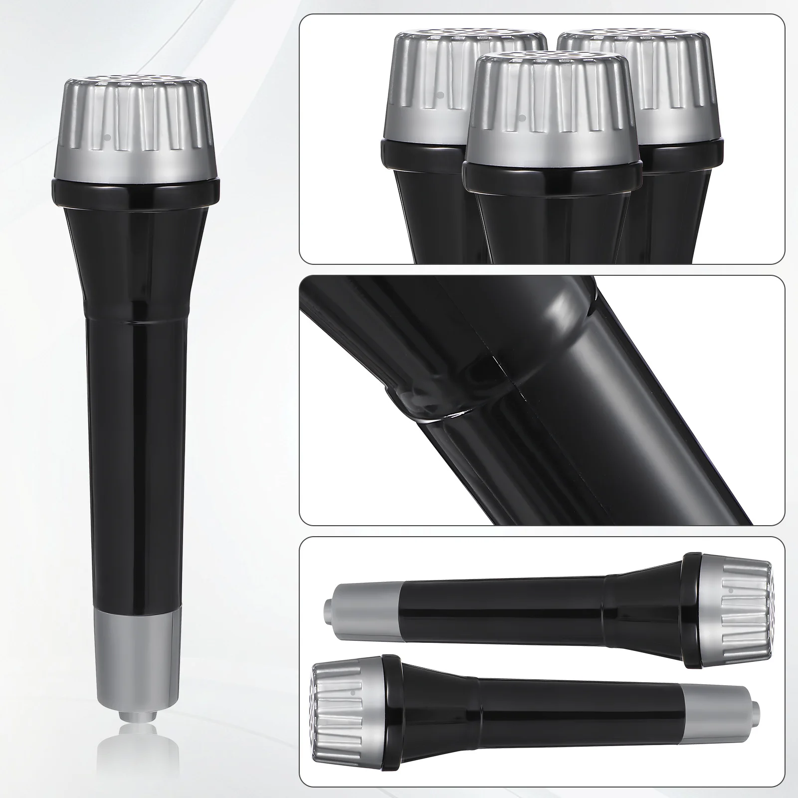 12 pcs Black Plastic Microphone Props For Kids Party Stage Performance Pretend Play Simulation Costume Microphone Set