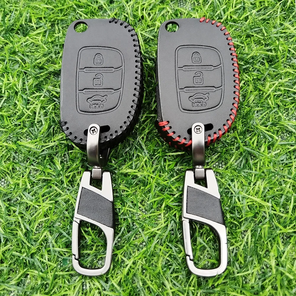 

Leather 3 Buttons Car Key Case Cover Bag For Hyundai Ix35 IX45 IX25 I10 I20 I30 HB20 Sonata Verna Solaris Santa Elantra Mistra