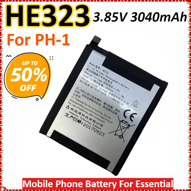 

New HE323 3.85V 3040mAh 11.7Wh Mobile Phone Battery For Essential Phone PH-1 High Quality Rechargeable Battery In Stock