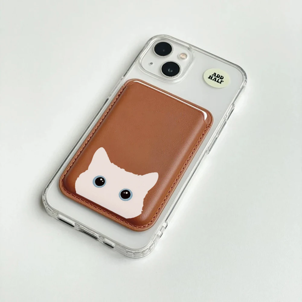 Niedliche Katzen-Lederkartenhalterung, Süße Kitty-Geldbörse, Telefonkartenhalter für Magnetische Hüllen, Geeignet für alle iPhone Magsafe-Karten-Handytaschen – Detail 2