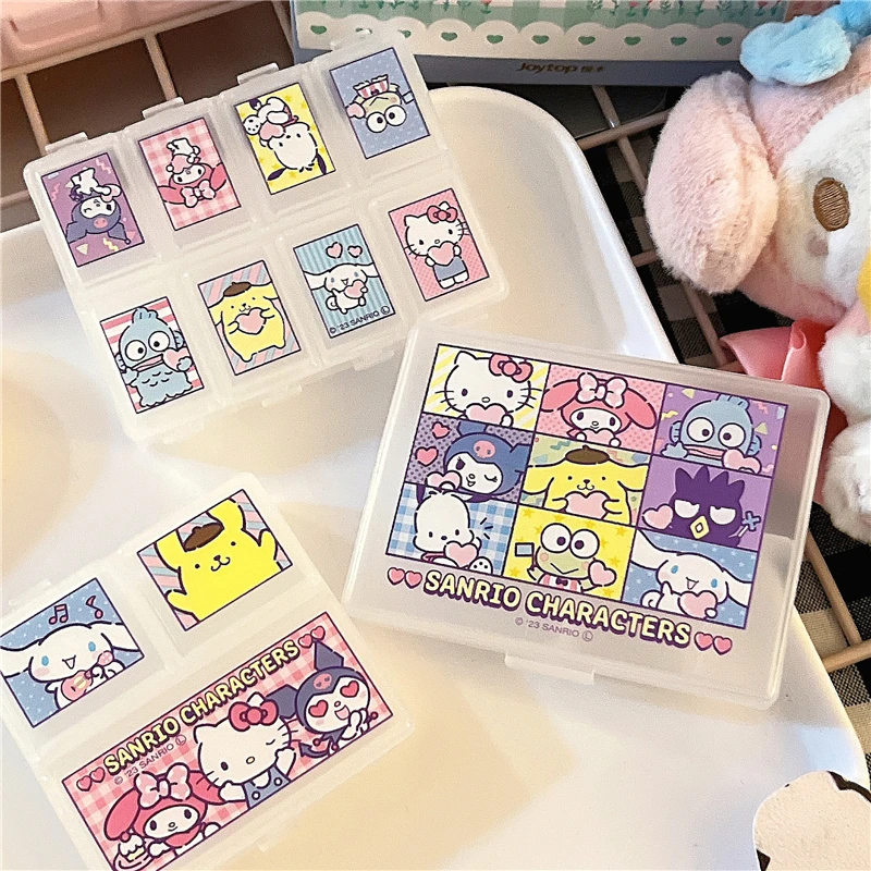 Sanrios Anime Kuromi Cinnamoroll Pill Box Medicine Storage Organizer Container Drug Tablet Dispenser Creative Fishing Tackle Box