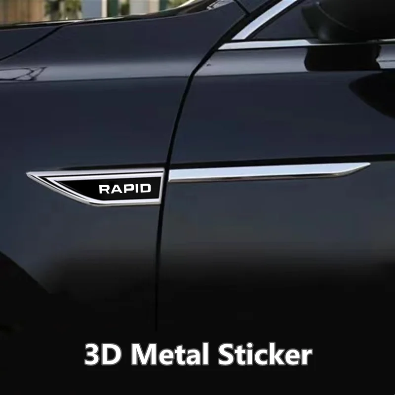 Metal Alloy Car Door Fender Blade Decal Badge Car Body Protective Sticker Decal For Skoda Rapid 2020 2021 2022