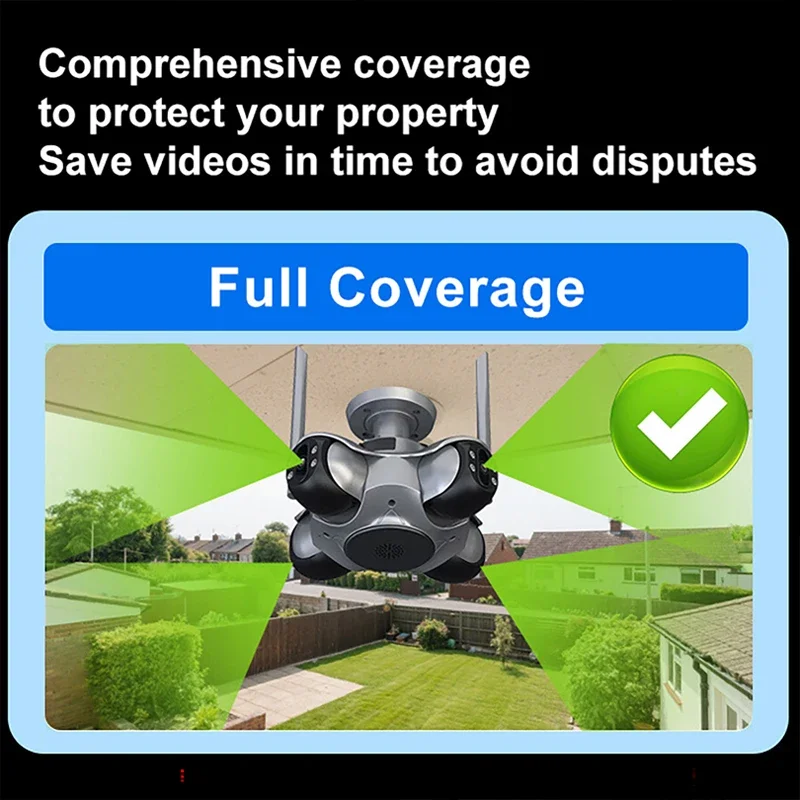 

Home Security Outdoor WiFi Camera 10K 20MP Four Lens 4 Screen PTZ CCTV Surveillance Security Protection Auto Tracking Cam
