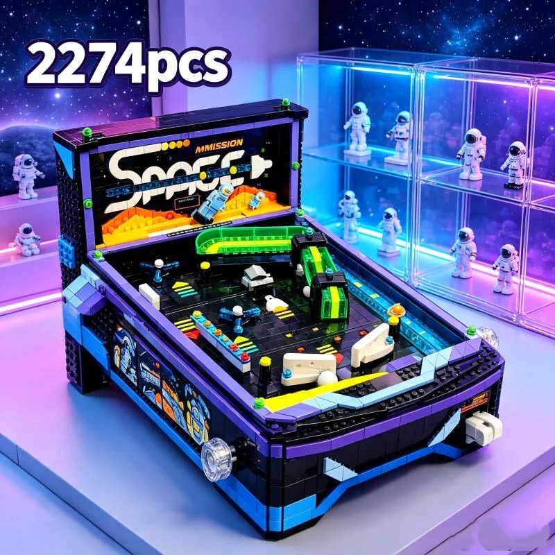 Retro Gaming Lego - 2274ピース スペースアーケードピンボールマシン ビルディングブロック レトロゲームテーブルモデル DIYブロックおもちゃ 大人向けコレクターギフト