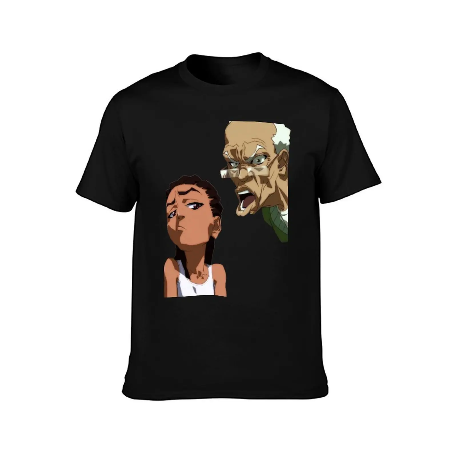 The Boondocks Huey T-Shirt, Summer Casual Cotton Tee, Oversized Streetwear Tops, Vintage Graphic Print, Loose Fit Short Sleeve