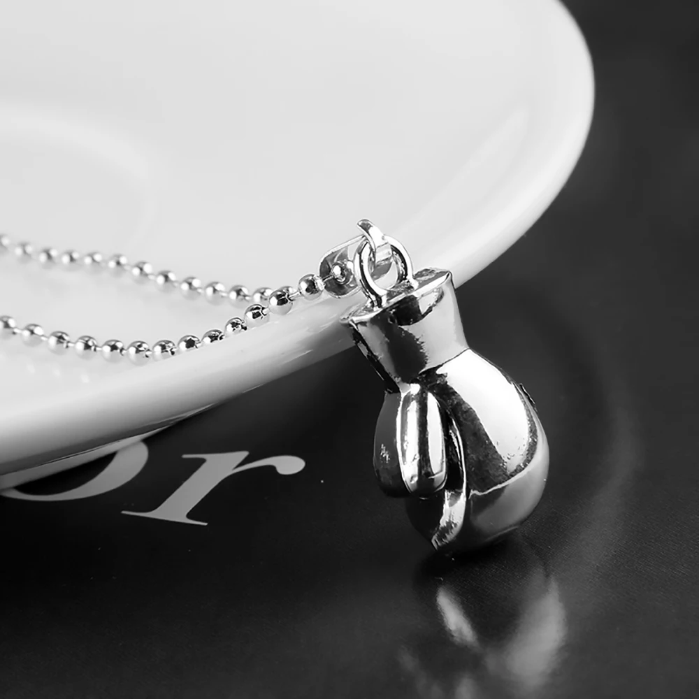 Fashion Boxing Gloves Solid Color Pendant Men's Sports Casual Jewelry Hip Hop Necklace Street Black Retro Necklaces Jewelry Gift image 6