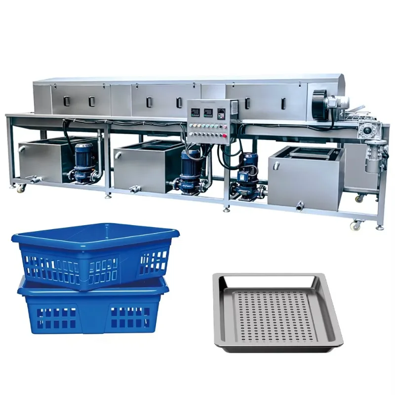 Customizable 3-Stage Crate Washing Machine Stainless Steel Industrial Basket Cleaning Equipment