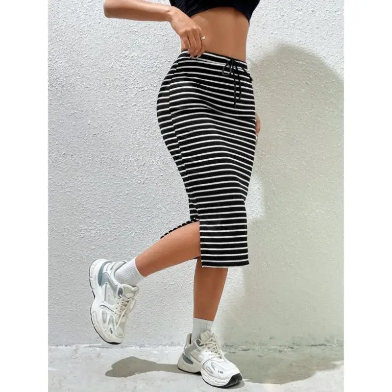 

Cross-Border Side Split Dstring Waist Skirt W 27530 Vintage Sle Nine-Piece Pants Retro Ci Walk ort orts for Men