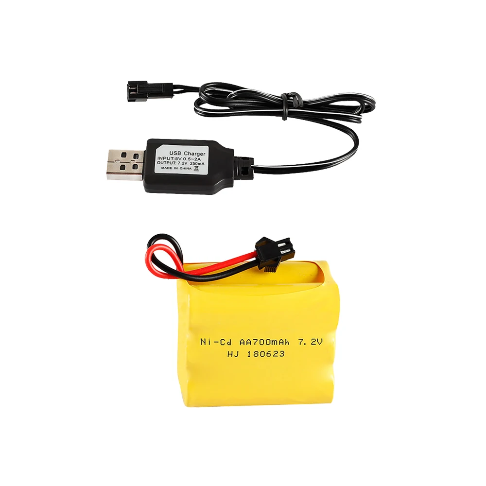 Batería recargable ni-cd de 7,2 v, 700mah, cargador para juguetes RC, tanques de coches, trenes, Robot, pistola de barco, AA, 7,2 v, 1 lote