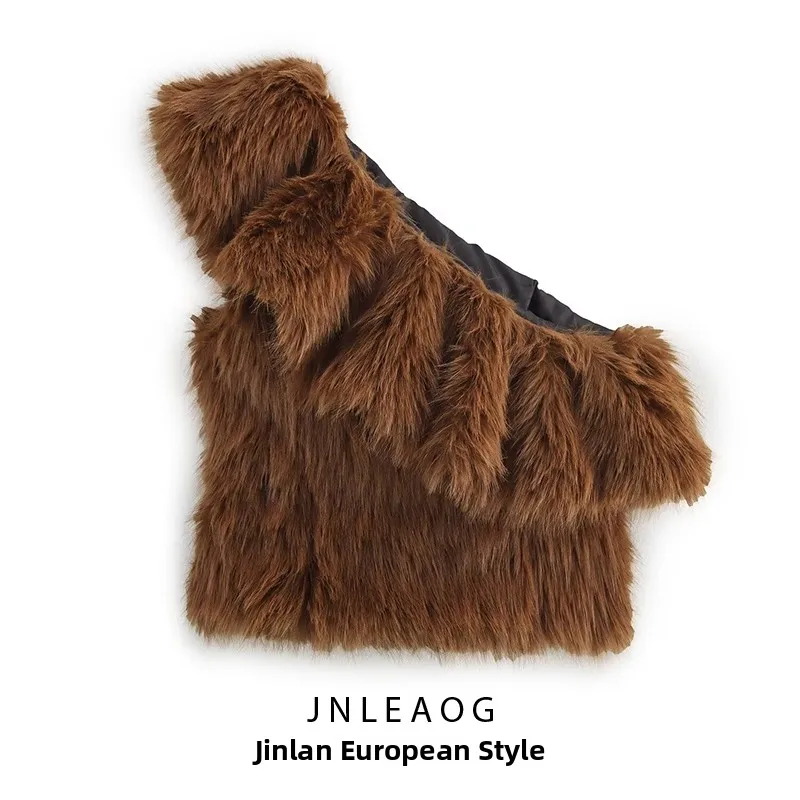 حقيبة نسائية جديدة من JNLEAOG لفصل الخريف، تصميم بسيط وأنيق، حقيبة كتف واحدة من الفرو، أسلوب الشارع، جودة عالية من الجلد الفاخر