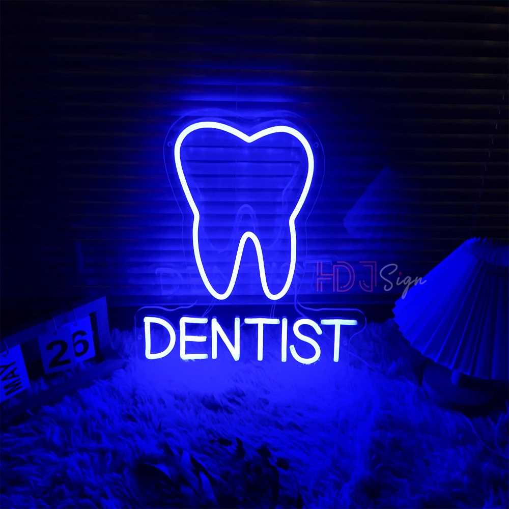 Dentist Tooth Neon Sign Teeth Shop Dentist\'s Office Room Decor Wall Decoration Business Sign Led Luminous Signs Christmas Gift