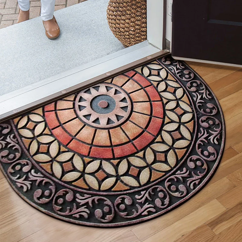 

American Style Door Mat Rubber Non-Slip Entrance Mat Living Room Hall Home Carpet Dust Removal Geometric Pattern Machine Knitted