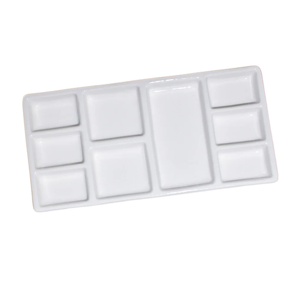 Paleta de pintura de cerámica, bandeja de pigmento Rectangular, aceite, acuarela, blanco, duradero, ligero, regalo adecuado para amantes de la pintura principiantes