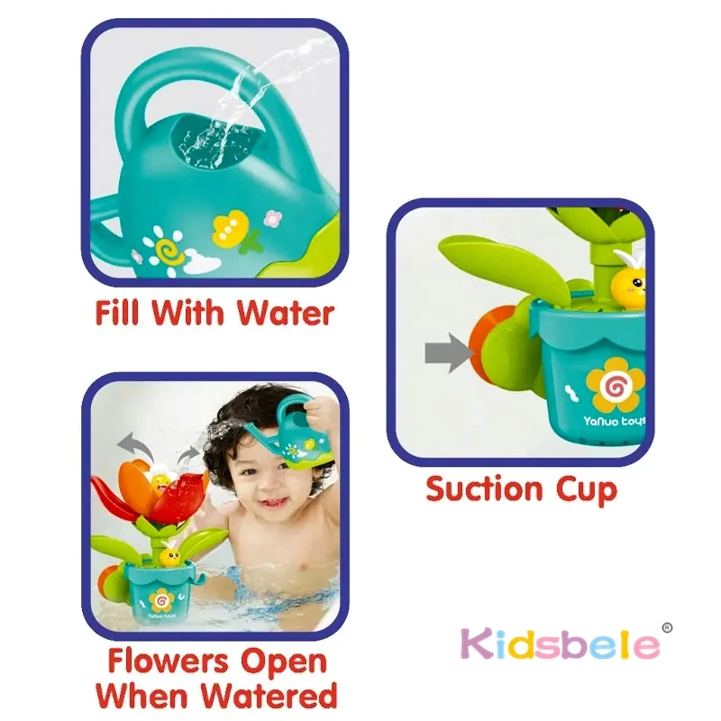 Baby Bath Toys Sun Flower Meet Water Blossom Shower Toy Popular Spraying Water Flower Bathing Toy With Suction Cup Summer Toy