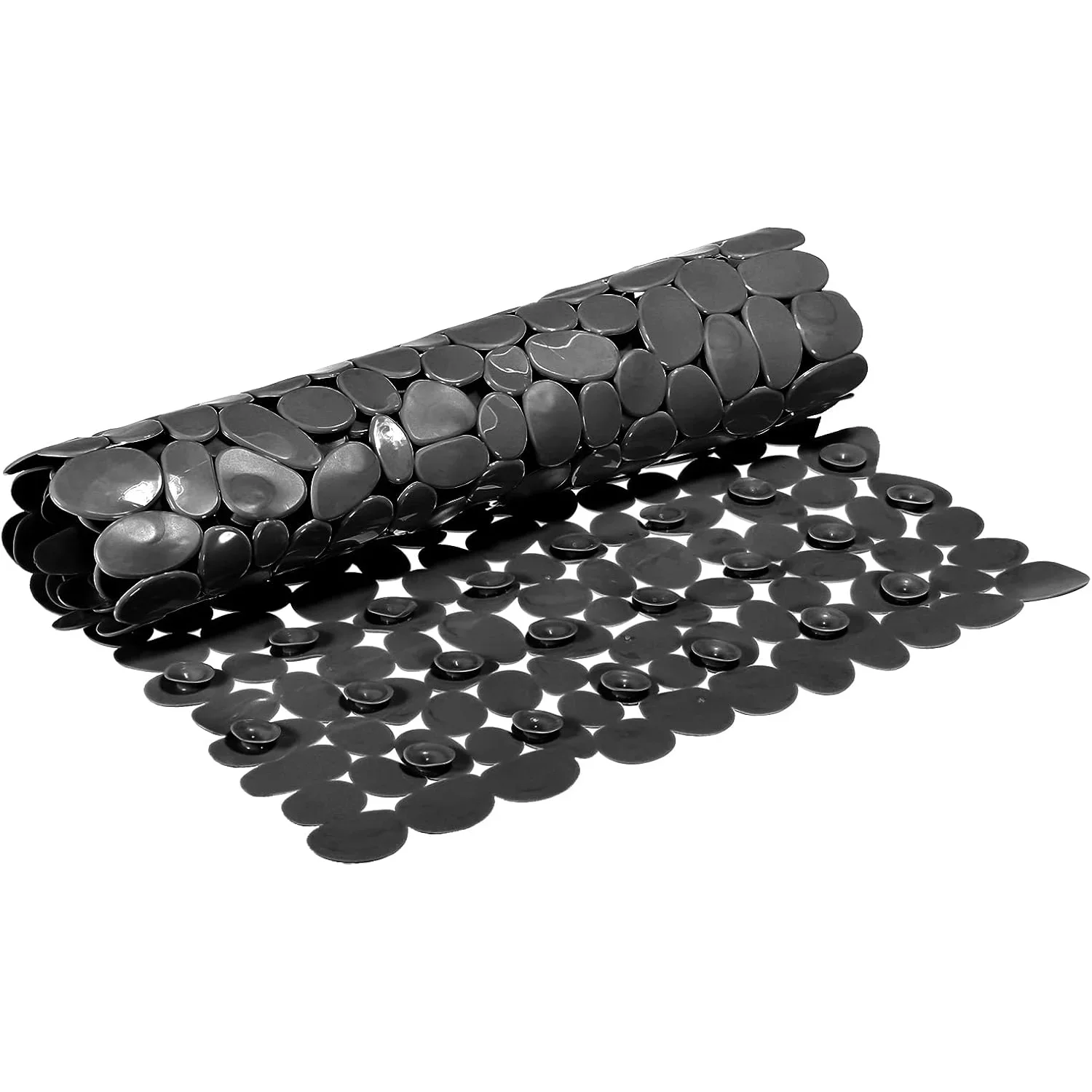 1 Stück rutschfeste Duschmatte, 15,35 x 27,17 Zoll/39 x 69 cm, PVC-Badematte mit Saugnäpfen, Badewannenmatte, sichere Matte im Kieselstein-Design