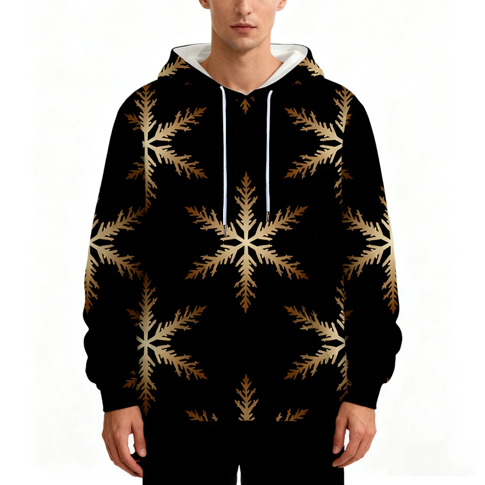 

Christmas Snowflake Print Hoodie Winter Comfortable Long Sleeve Street Sweatshirt Unisex Party Casual Pullover Festival Gifts