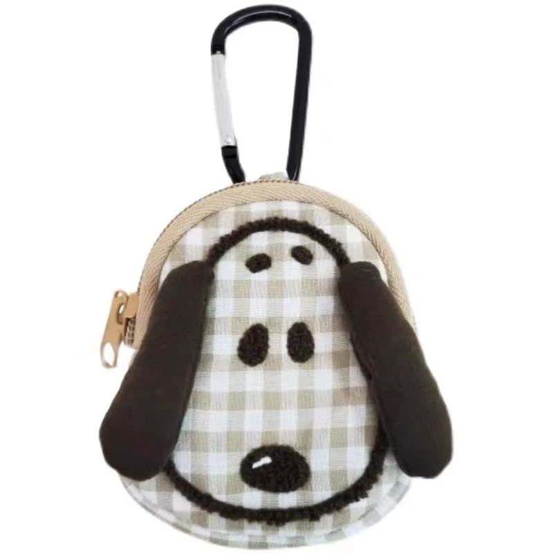 

Cartoon Anime Snoopy Mini Super Cute Coin Purse Plaid Bag Pendant