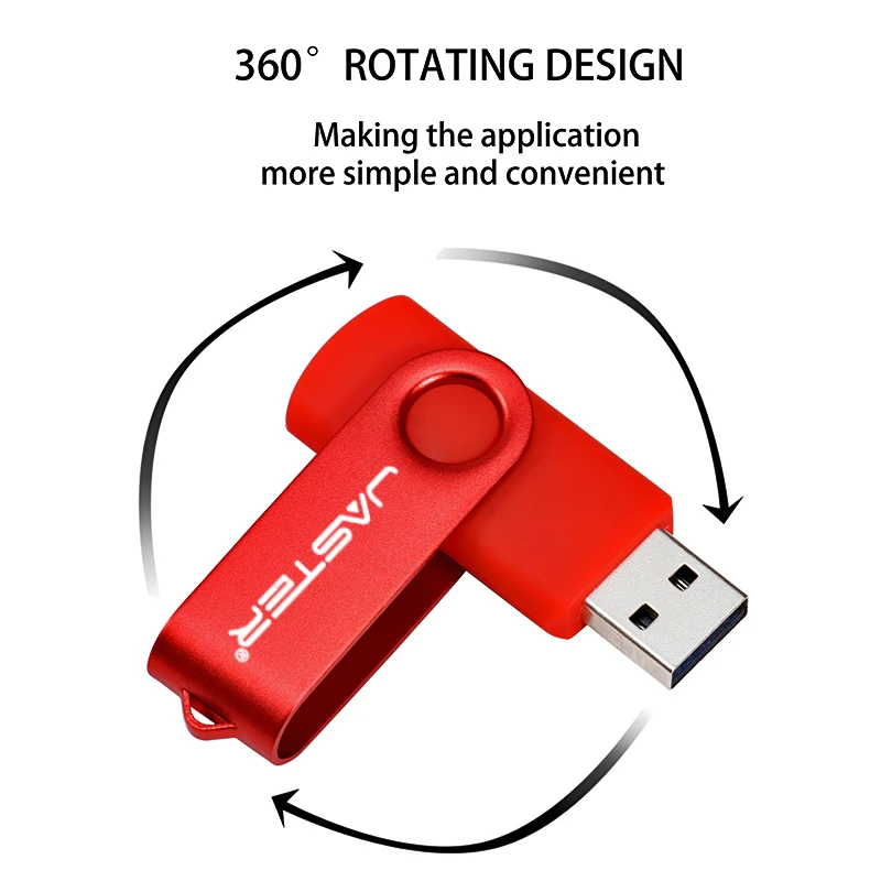 JASTER OTG Rotatable 360° USB Flash Drive 64GB Pen Drives Memory Stick 32GB Gifts Key Chain U Disk 16GB 8GB 4GB