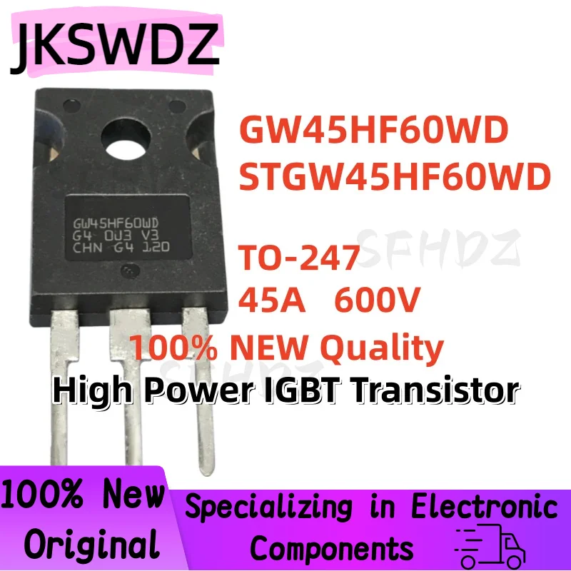 

5/10/20PCS 100% Brand New and Quality GW45HF60WD STGW45HF60WD TO-247 45A 600V High Power IGBT Transistor