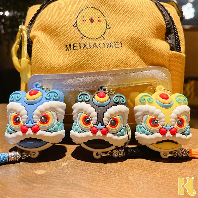 Cute Creative Chinese Style Lion Dance Cartoon Lion Dance Head Keychain  Car Key Chain Couple Bag Pendant Small Gift Doll