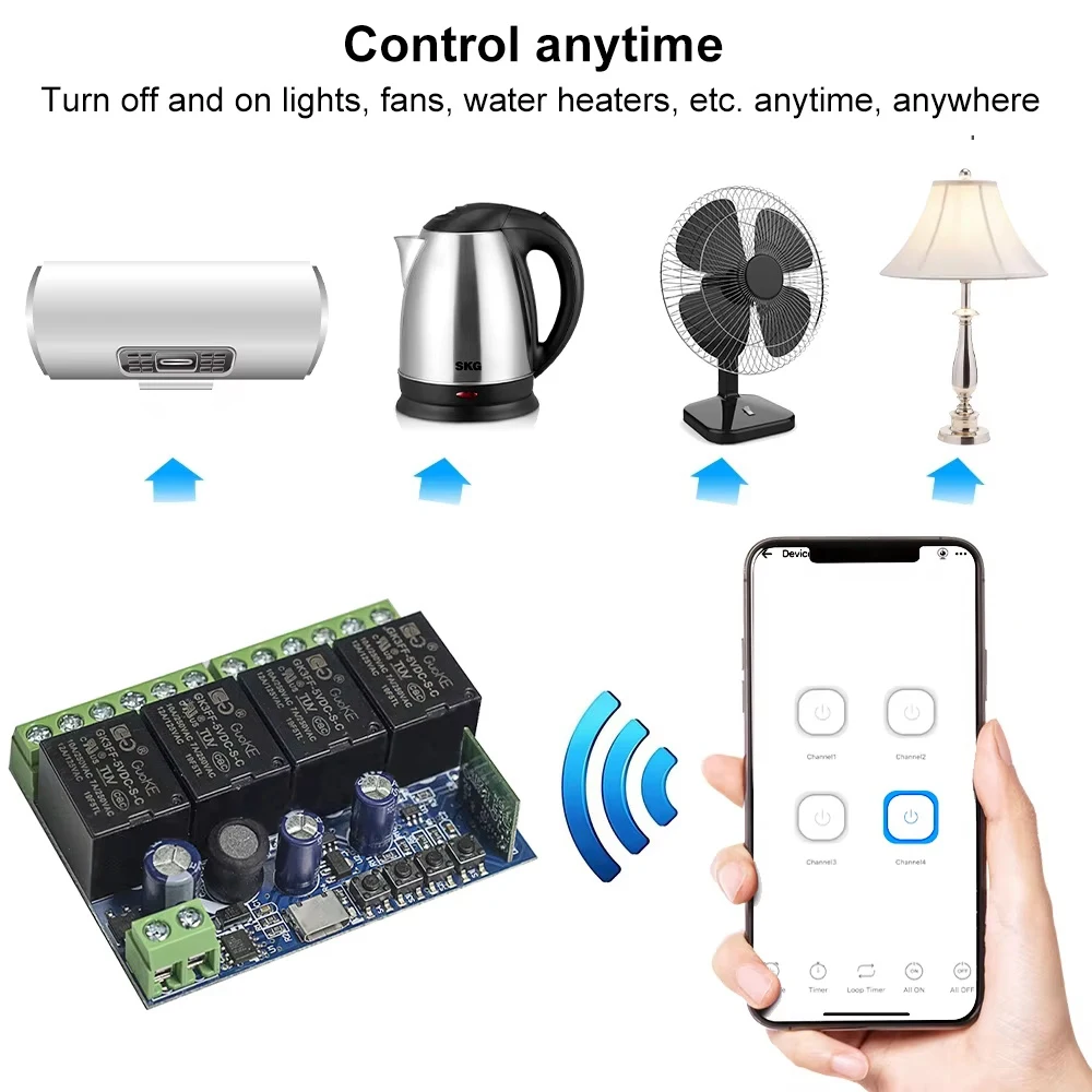 4CH Smart Wifi Switch Smart Relay Module DC 5V 12V 24V 48V Wireless Switch Timer Phone Remote Control For EWeLink Google Home