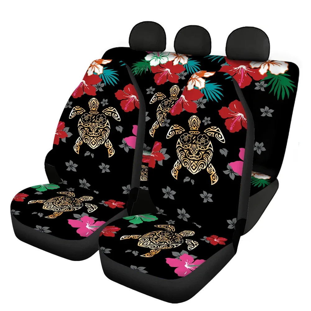 Plumeria Hibiscus Turtle Design Easy Clean Car Accessories Front and Back Car Seat Covers Comfortable Seat Protector