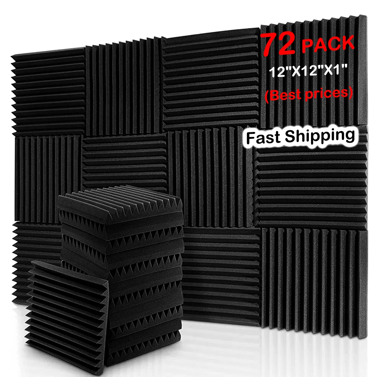 

72Pcs 30x30x2.5cm Studio Acoustic Foam Panel Soundproof Wall Noise Protective Foam Sound Absorption Treatment Panel KTV Room