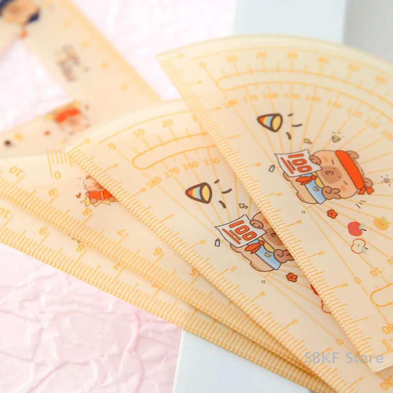 4-Piece Cool Acrylic Capybara Rulers Pack Drafting Tools Lovely Animation Scale Tools Scholar Stationery Gift Items