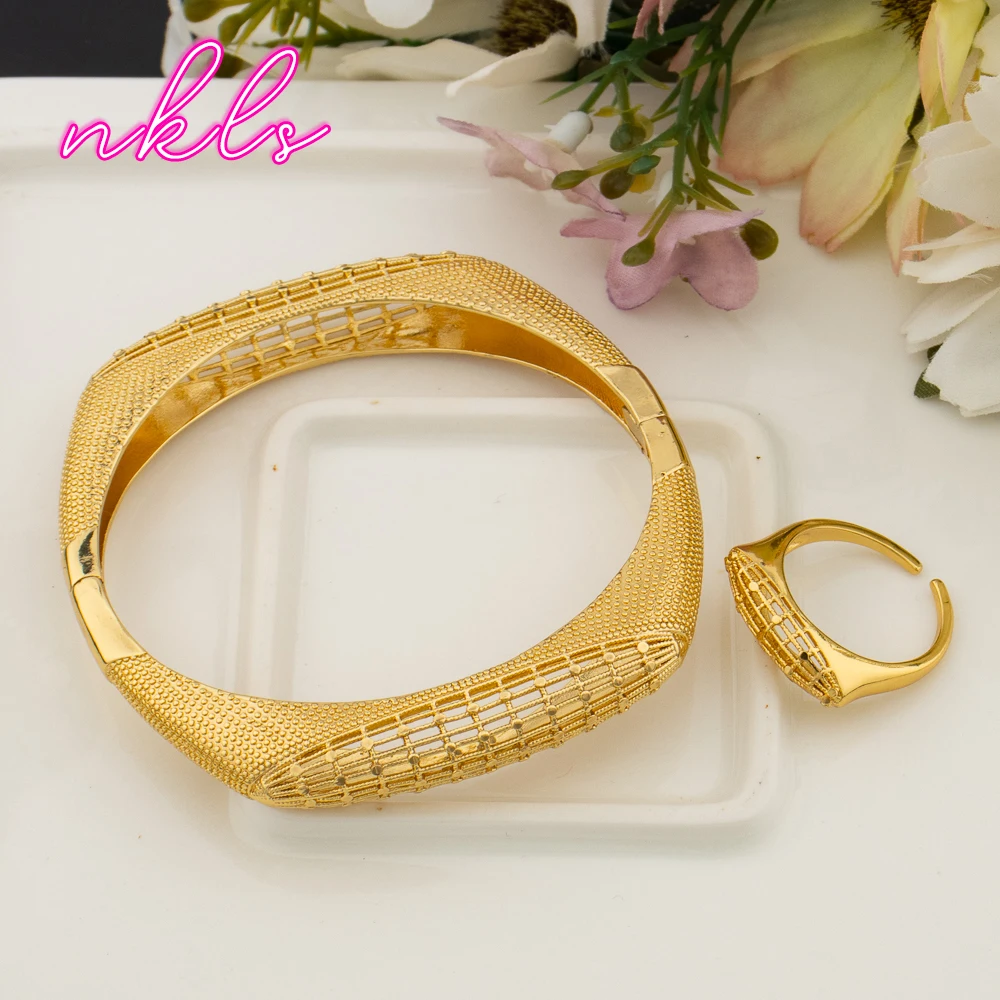 Set di anelli per braccialetti in stile Design italiano Set di gioielli per bracciali placcati in oro Dubai Set di gioielli per donna di moda