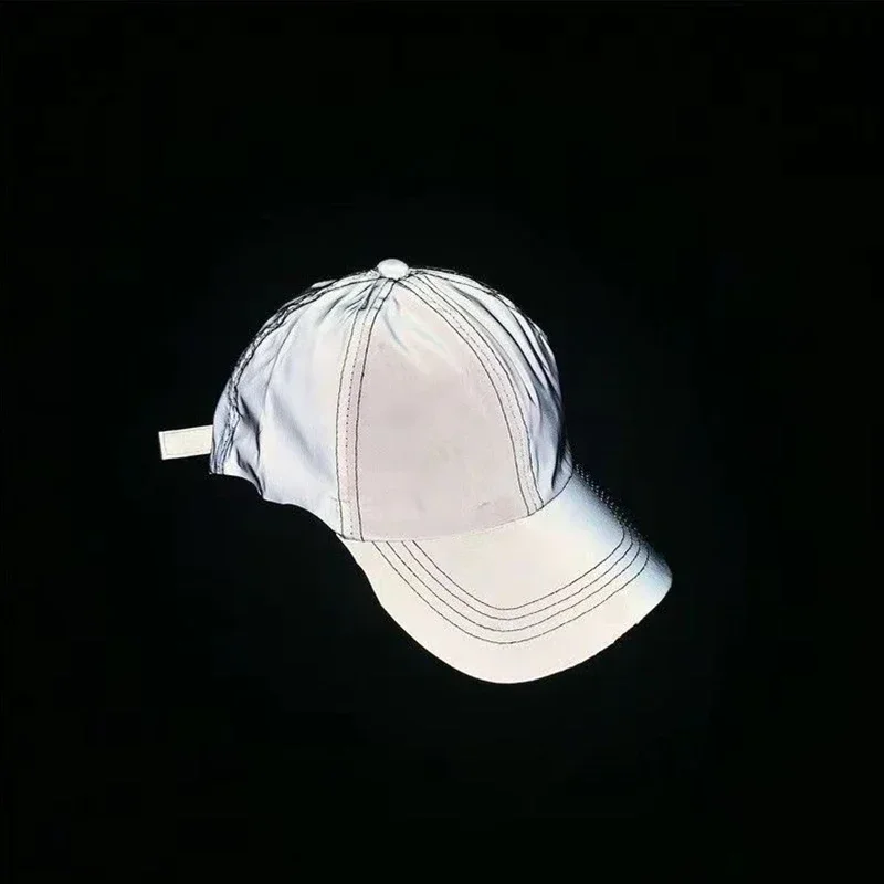 Unisex Silver Luminous Personality Baseball Caps Spring Autumn Outdoor Adjustable Casual Hats Dad Hat Sunscreen Hat