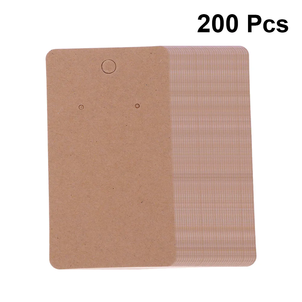 

200 шт. карточек для демонстрации серег, 5x8,9 см, коричневые бирки из крафт-бумаги для изготовления ювелирных изделий, аксессуары для хранения и организации поделок своими руками