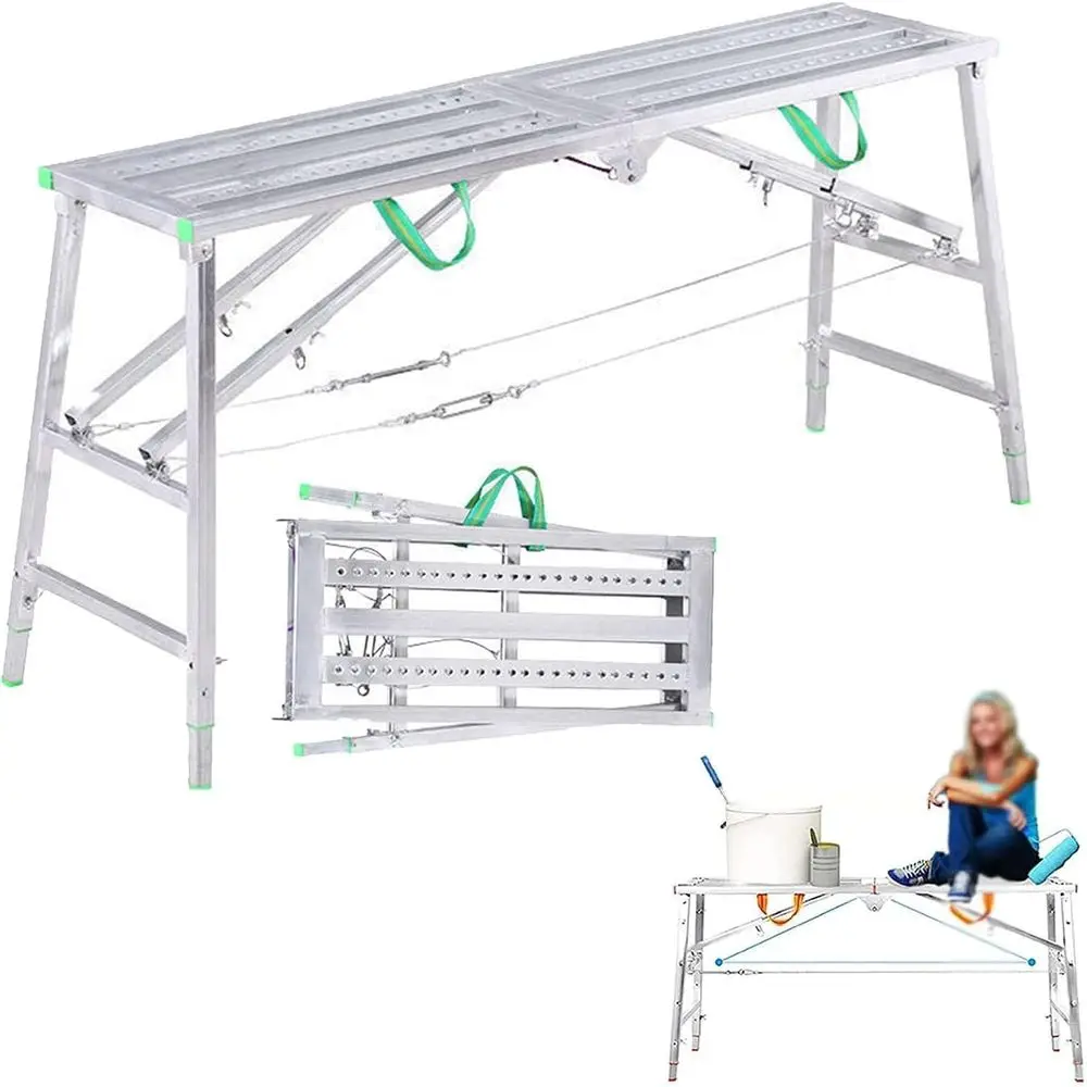 Height Adjustable Multipose Scaolding Work Platform for Washing Vehicles, Cleaning, and DIY Maintenance