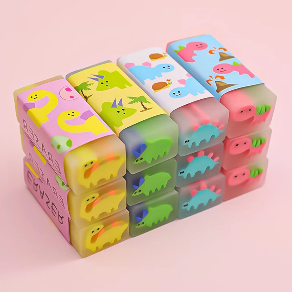 12 Pcs Novelty Erasers Portable Students Dinosaur Animal for Kids Adorable Stocking Children Pencil Cartoon School Toys image 4